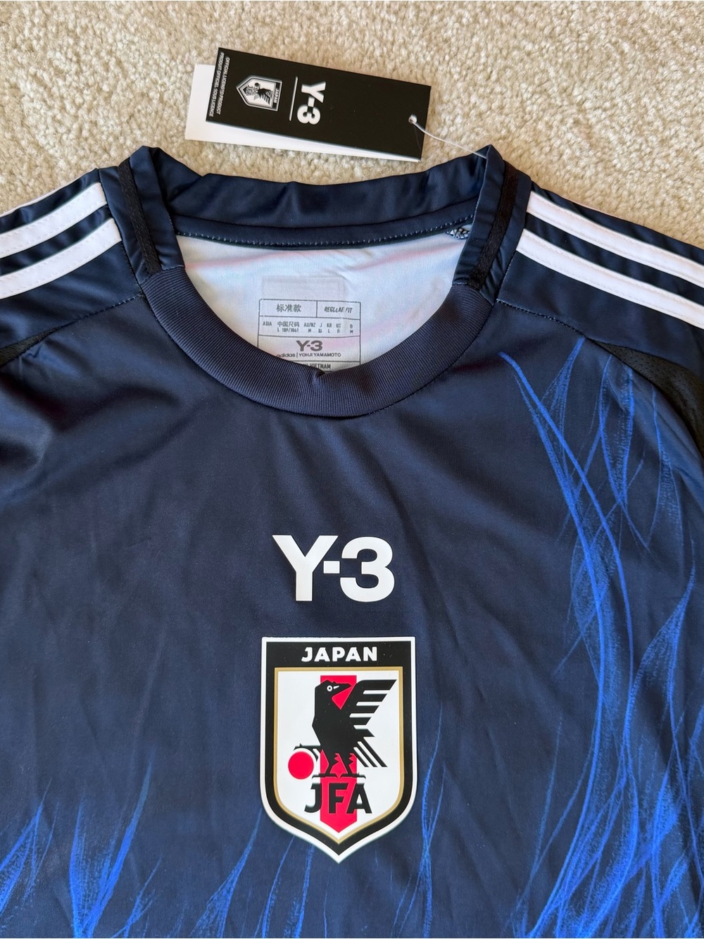 Y-3 Japan Adidas Men's Navy and Electric Blue Graphic Jersey - Picture 3 of 8